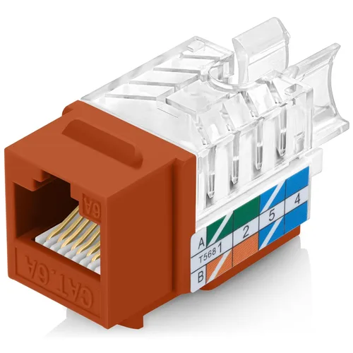 Vista 82 de Everest - Paquete de 50 conectores Keystone RJ45 Cat6 en ángulo de 45°, color blanco, conectores RJ45 hembra de perfil delgado, conector Keystone