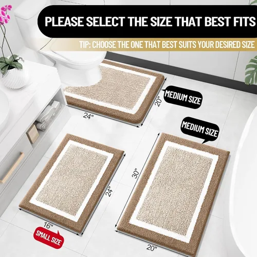 Vista 128 de OLANLY Alfombras de baño 30x20, tapete de baño de microfibra extra suave y absorbente, antideslizante, lavable a máquina, secado rápido, alfombra