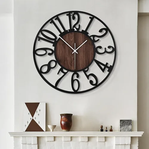 Vista 25 de LEIKE Relojes de Pared Grandes, Silenciosos, Sin Tictac, Funcionan con Baterías, Rústico Redondo Moderno Gran Reloj de Pared de Madera para Sala