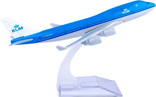 Vista 7 de Aviones fundidos a troquel a escala 1:400 Modelo avión modelo B747 modelo modelo modelo de avión para decoración y regalo (azul)