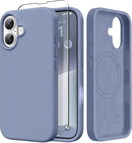Vista 170 de GONEZ Funda magnética para iPhone 14, compatible con Magsafe, con protector de pantalla + protector de cámara, forro de microfibra antiarañazos