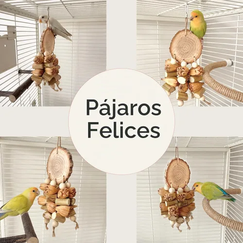 Vista 4 de Juguetes naturales para pájaros, juguetes masticables para loros, accesorios de jaula, soporte de madera para periquitos, loros, cacatúas