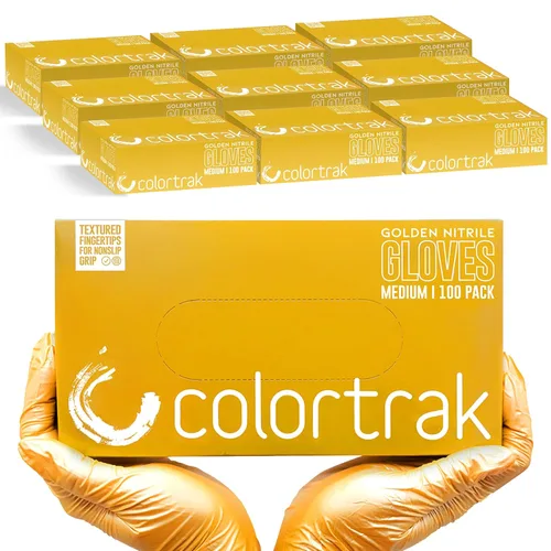 Vista 12 de Colortrak Luminous Collection - Guantes desechables de nitrilo, sin látex, sin polvo, para procesamiento químico y servicios de salón, 100