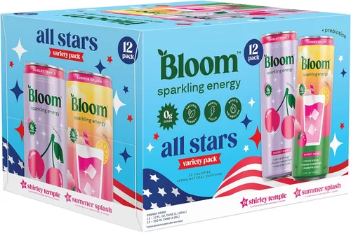 Bloom Nutrition Sparkling Energy Drink - Natural Caffeine, Zero Sugar, 180mg Caffeine - Antioxidant-Rich with Green Coffee Bean, Green Tea Extract,