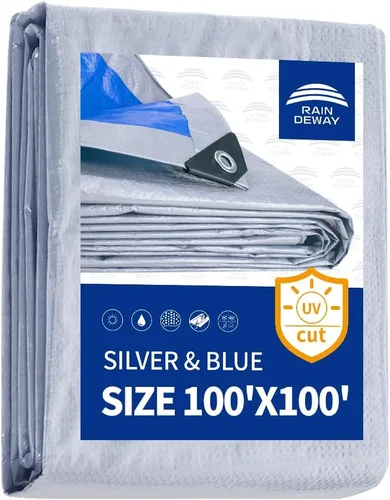 Vista 105 de RAINDEWAY Tarps - Lona impermeable de color azul de 4 x 16 pies de grosor, resistente a desgarros, multiusos, para techo, campamento, automóvil