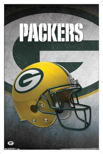 Vista 14 de Trends International NFL Green Bay Packers - Póster de pared con casco 16, 14.725 x 22.375 pulgadas, versión enmarcada de madera de granero