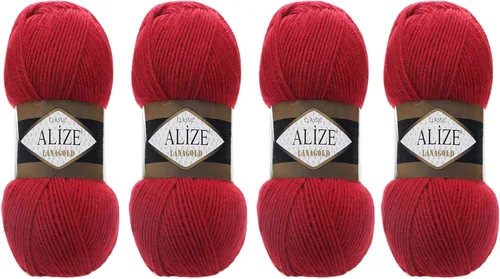 Vista 10 de Alize Lanagold - Hilo para tejer, lana para manualidades, mezcla de hilo para tejer a mano, cálida, suave, natural, gruesa, tejida a mano, lote de 4