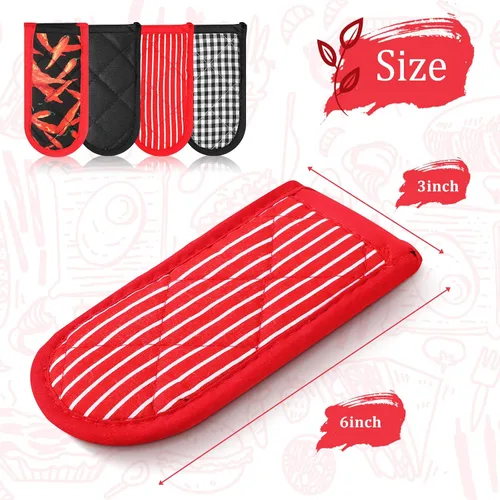 Vista 7 de Geiserailie 8 fundas de hierro fundido para mango de sartén de algodón, estilo elegante Non-Slip Cast Iron Pan Handle Sleeve Pot Holder up to