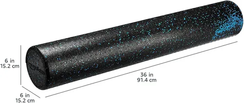 Vista 5 de Yaxa Basics Rodillo de espuma de alta densidad para ejercicio y recuperación, 36 pulgadas, azul moteado