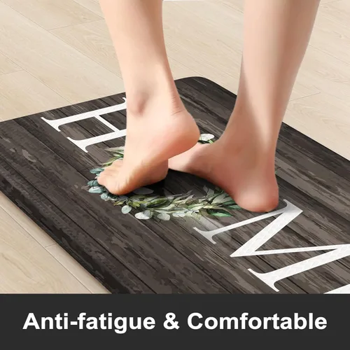 Vista 2 de KIMODE - Alfombra de cocina antifatiga para el piso, de 17.3 x 29 pulgadas, alfombra de cocina de estilo rústico, antideslizante, acolchada