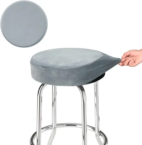 Vista 12 de SINOSSO Funda para taburete de bar, terciopelo súper suave de diámetro.11-13 pulgadas, redonda, elástica, lavable, a prueba de polvo para muebles