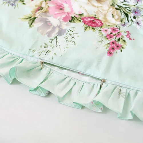 Vista 7 de FADFAY Juego de funda de edredón con estampado floral de roseta, juego de ropa de cama de encaje con volantes para niñas, 3 piezas