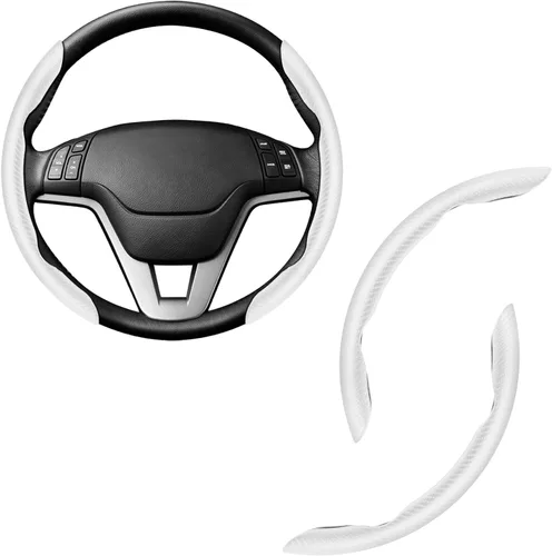 Vista 18 de Amiss Funda antideslizante de fibra de carbono para volante, ajuste universal, 14.3 pulgadas, color negro
