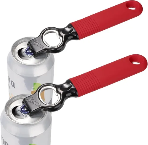 Vista 10 de Paquete de 2 abridores de latas de soda y abrebotellas de cerveza con mango de silicona de buen agarre, abridor de pestañas para uñas largas