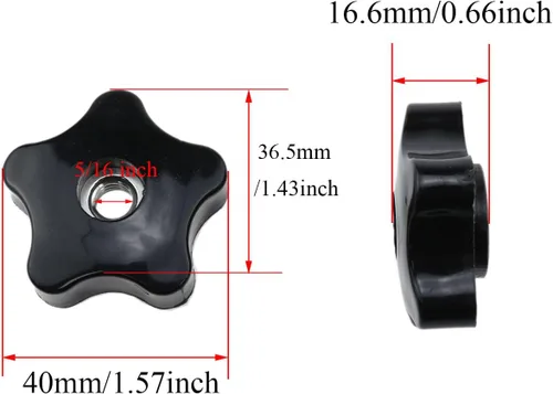 Vista 4 de Perilla T-Track de cinco estrellas a través de perillas de 5/16 "-18 de orificio pasante adecuadas para serrar máquina perforadora torno fijo
