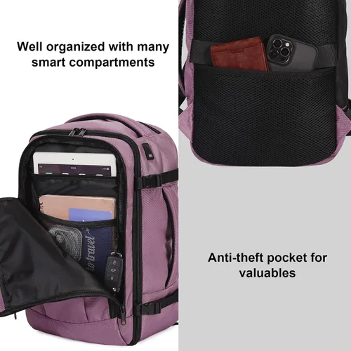Vista 30 de ECOHUB Mochila de viaje pequeña de 17" United Airlines Bolsa de artículos Negro
