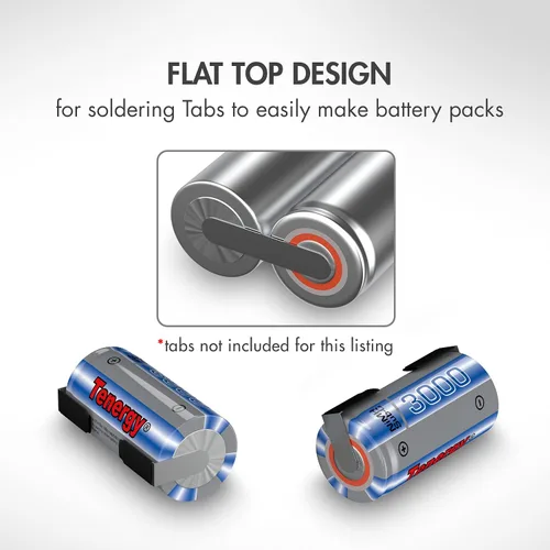 Vista 6 de Tenergy NiMH SubC 1.2V 3000mAh Baterías Recargables, para Herramientas Eléctricas, Paquete de 15