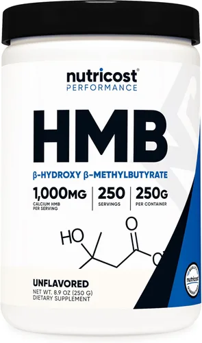 Nutricost HMB en Polvo (Beta-Hidroxi Beta-Metilbutirato) 250 Gramos - Sin Gluten y Sin OMG