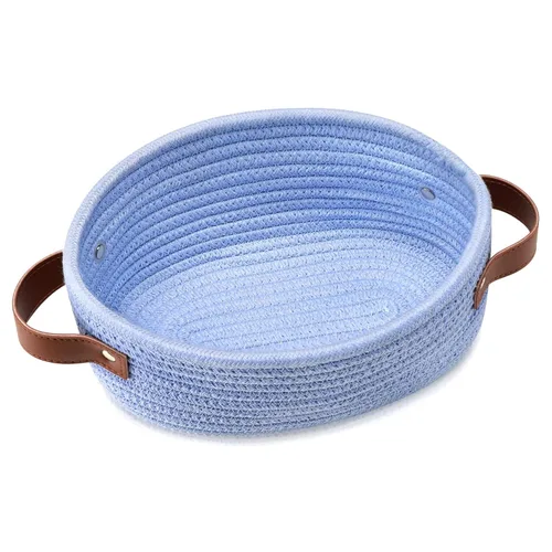 Vista 19 de ABenkle Cesta tejida pequeña, mini cesta de almacenamiento de cuerda de algodón, pequeña canasta de Pascua, cesta de estante, canasta decorativa