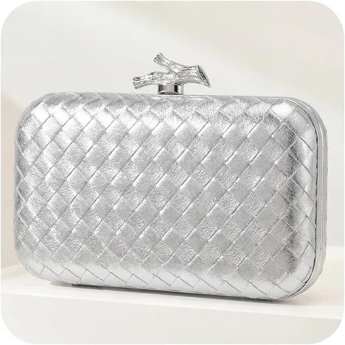 Vista 17 de CHUNLI Clutch Purses for Women Evening/Wedding Chic Woven Bag Formal PU Leather Purse Designer Handbags for Women