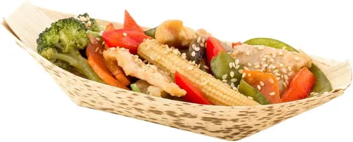 Vista 8 de Restaurantware Vajilla desechable de bambú de 4.7 pulgadas, 100 barcos de bambú, platos de bambú natural redondos de primera calidad, pequeños