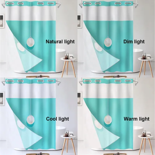 Vista 32 de Shrahala Father and Child Embracing No Hooks Shower Curtain with Snap in Liner Set, Tender Moment Captured Bathroom Décor Polyester Fiber Waterproof