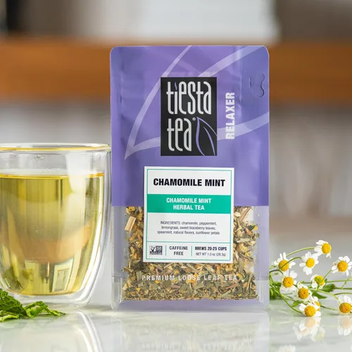 Vista 2 de Tiesta Tea - Manzanilla menta, hojas sueltas, té de hierbas de menta y manzanilla, mezcla premium, bebida de hierbas sin cafeína, hace caliente