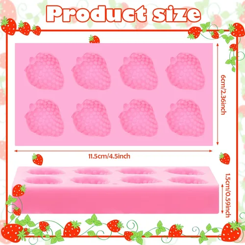 Vista 4 de Newtay Molde de fresa de silicona 3D para cupcakes y fresas para bricolaje, decoración de pasteles, galletas, chocolate, azúcar, polímero, arcilla