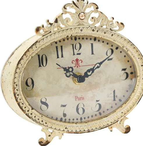 Vista 5 de Creative Co-Op Reloj decorativo de estaño envejecido, color crema