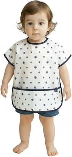 Vista 11 de Plie Short Sleeve Waterproof Bib for Toddlers – Easy Clean Feeding Apron for Mealtime, Daycare, Self-Feeding, Lightweight