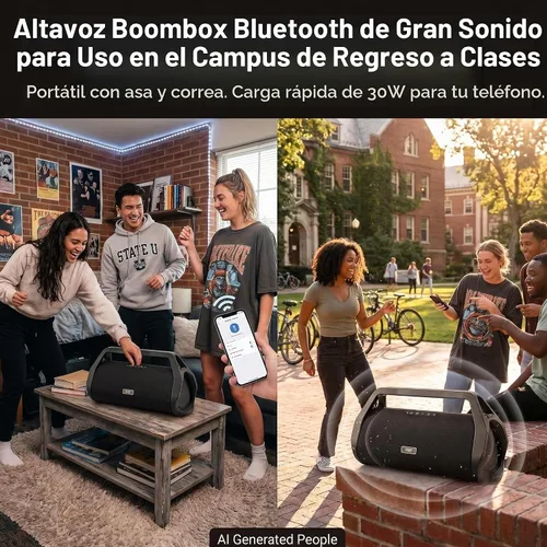 Vista 3 de Altavoz Bluetooth de 80 W con mango y correa incorporados