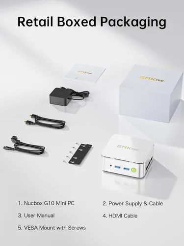 Vista 9 de GMKtec G10 Mini PC Ryzen 5 3500U (Beats N150/N97), 16GB RAM 512 SSD, 2.5GbE LAN Computadora de escritorio para oficina Hogar Negocio HTPC Proxmox