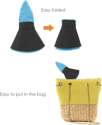 Vista 7 de IYEBRAO - Paquete de 2 sombreros de cola de caballo para mujer, con protección UV, sombreros plegables de ala ancha para verano, boonie, playa