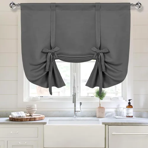Vista 61 de DWCN Cortinas Opacas - Persiana Enrollable con Lazos para Ventana, Aislamiento Térmico, Oscurecimiento de Habitación, Cortinas con Bolsillo