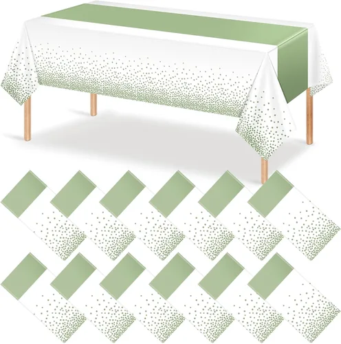 Vista 16 de 3 piezas de mantel y camino de mesa blanco y dorado para decoración de fiesta, mantel de plástico blanco con estampado dorado, camino de mesa Oro