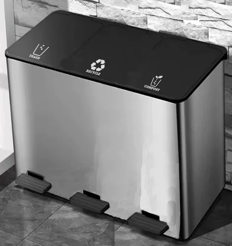 Vista 10 de Juego de 3 calcomanías de vinilo de reciclaje para basura, contenedor de compost, símbolo de cubo de reciclaje para organizar contenedores de basura