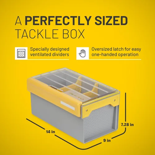 Vista 6 de Plano EDGE - Caja de plástico prémium y aparejos a granel, transparente y amarillo, resistente al óxido, impermeable, organizador de almacenamiento