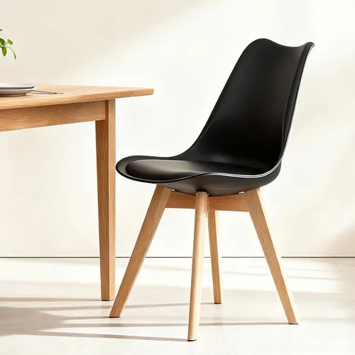 Vista 8 de Juego de 4 sillas de comedor de estilo moderno con patas de madera, sillas de cocina y comedor, juegos de mesa y sillas, silla de escritorio