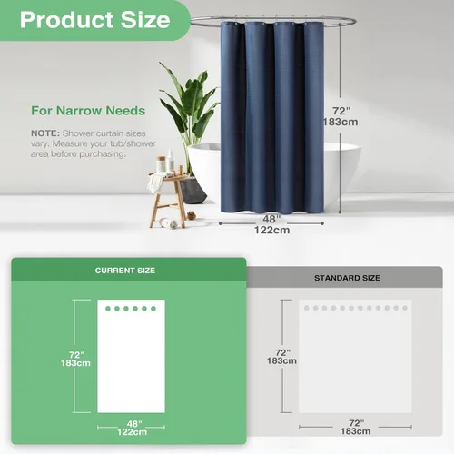 Vista 620 de Cortina de ducha de tela Dynamene verde oscuro - Cortinas de baño de tela de nido de abeja texturizadas resistentes, juego de cortinas de baño