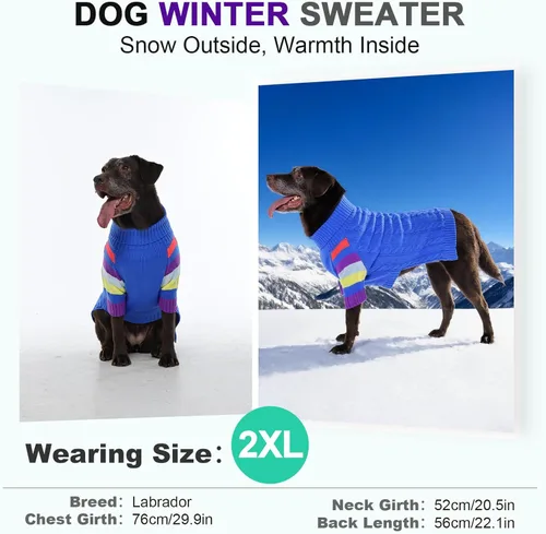 Vista 6 de Suéter frío para perro, suéteres de invierno para perros medianos, hembras machos, suéter de cuello alto cálido para perros, suéter de manga larga