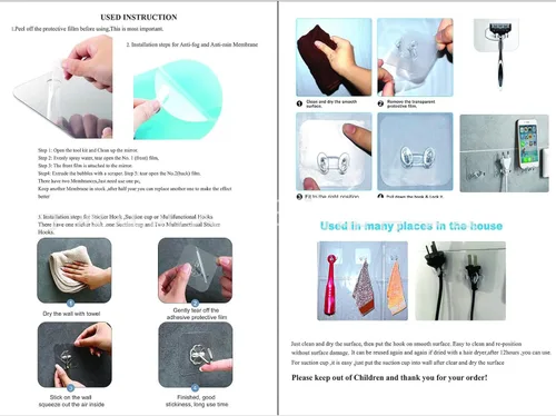 Vista 5 de Espejo de ducha sin niebla para afeitarse, espejo plano antivaho e inastillable, accesorios de baño para hombres, espejo de baño para ducha