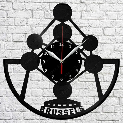 BrusselsVinyl Wall Clock LP Record Home Decor Handmade Art Personality Gift (Size: 12 inch, Color: Black)