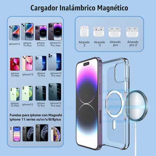 Vista 3 de Cargador inalámbrico magnético para iPhone, almohadilla de carga MagSafe USB C de 15 W, cable de carga magnética rápida tipo C de 3.3 pies
