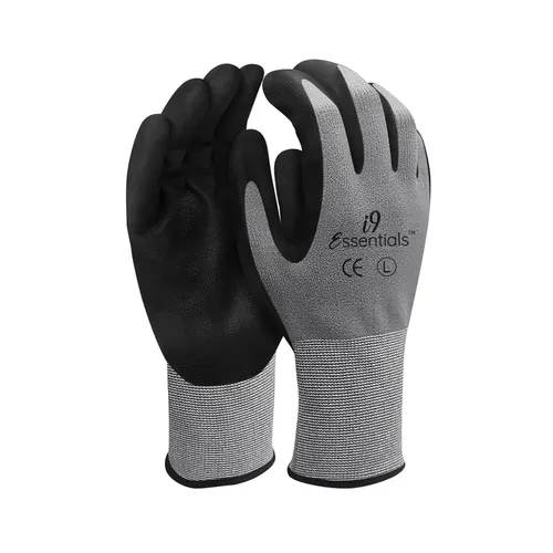 I9 Essentials 12 pares de guantes de trabajo con revestimiento de nitrilo de microespuma, guantes de seguridad de agarre ligeros para construcción,