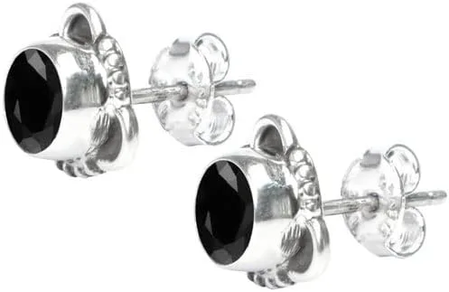 Vista 4 de Aretes de Tuerca con Piedras Preciosas de Plata de Ley 925 Aretes con Piedras Preciosas para Niñas y Mujeres Joyería