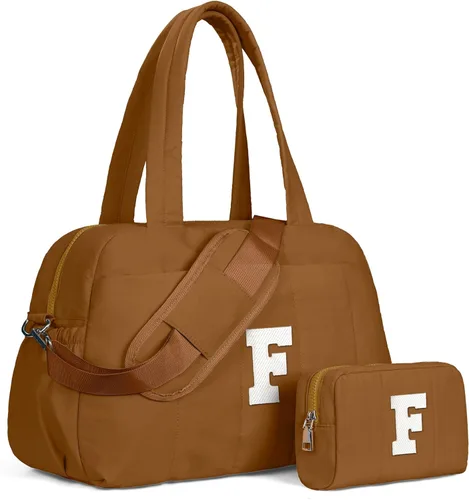 Vista 10 de Bolsa de lona Vogewood, bolsas personalizadas de fin de semana para mujer, bolsas de viaje con estuche de maquillaje, regalos de cumpleaños, Beige