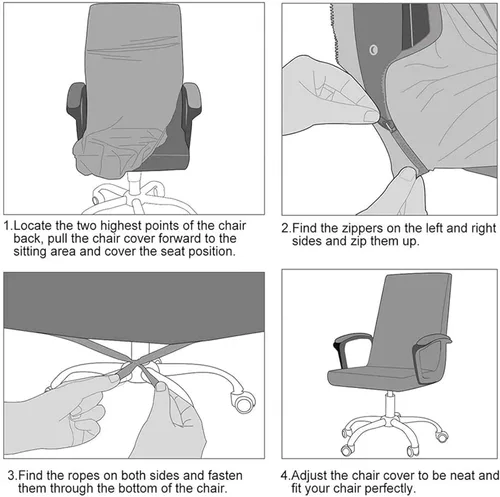 Vista 2 de Fundas elásticas para sillas – Fundas deslizables duraderas con cremallera para escritorio de computadora, sillas universales para juegos/oficina, 05