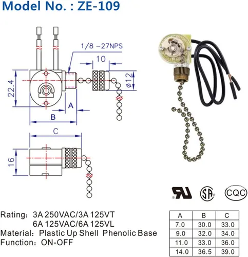 Vista 2 de Interruptor de cadena de tracción Zing Ear ZE-109 Interruptor de ventilador de techo Lámpara de repuesto para ventilador de techo, 2 unidades, bronce