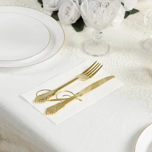 Vista 36 de Efavormart 50 Pack Servilletas de papel para fiestas de 2 capas suaves verde oliva con borde dorado de oro, servilletas para cenas, cócteles