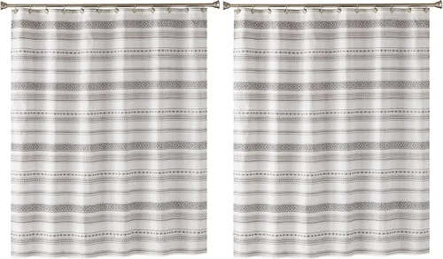 Vista 6 de SKL Home by Saturday Knight Ltd. - Cortina de ducha a rayas, color negro, 70 x 72 pulgadas
